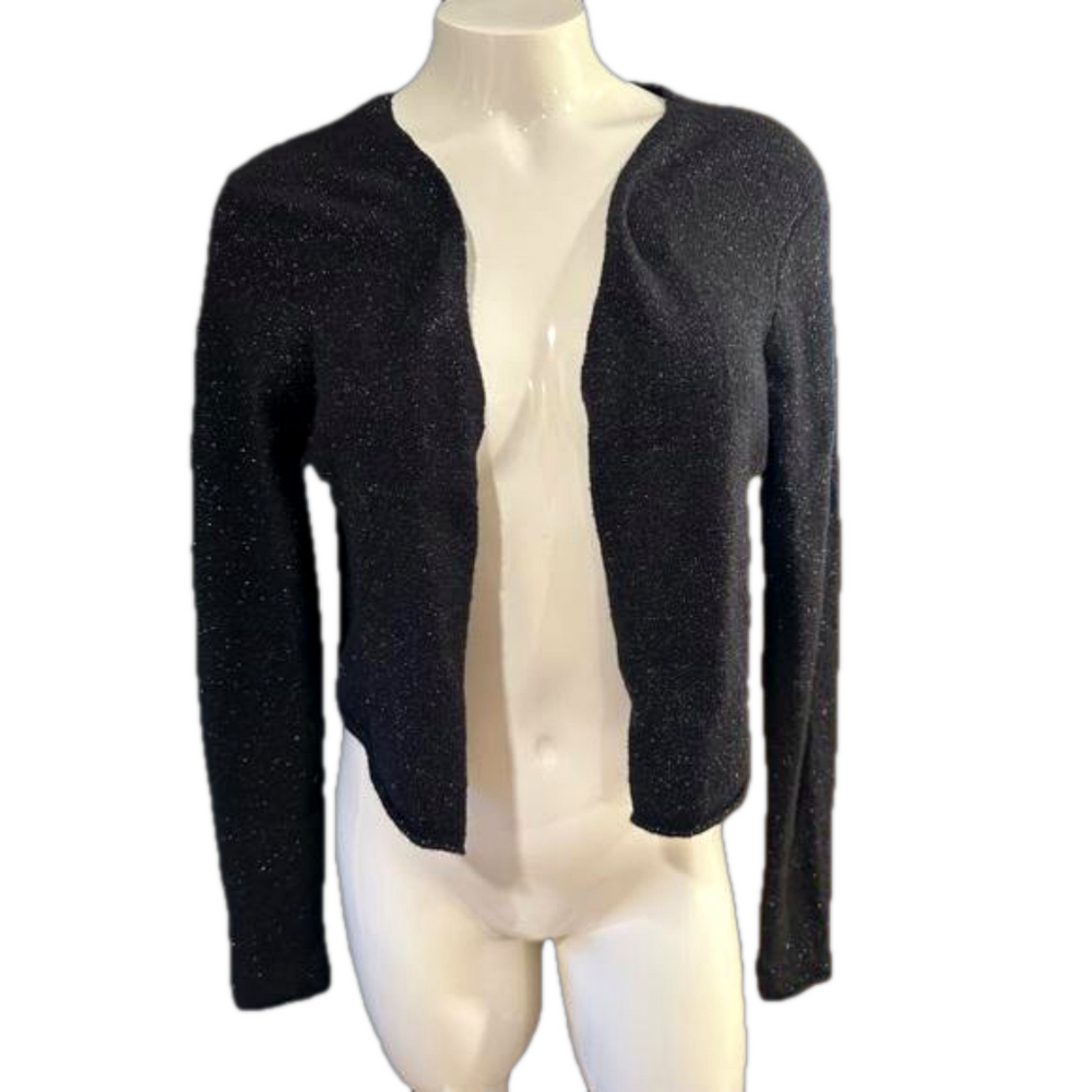Eileen Fisher Sparkles on Black Open  bolero Cardigan Sweater  -Size Ps